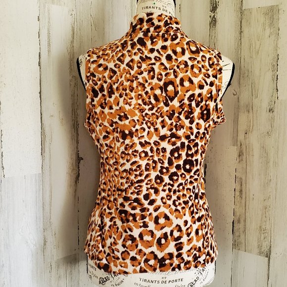 CHARTER CLUB LEOPARD PRINT FUZZY VEST - Picture 4 of 6